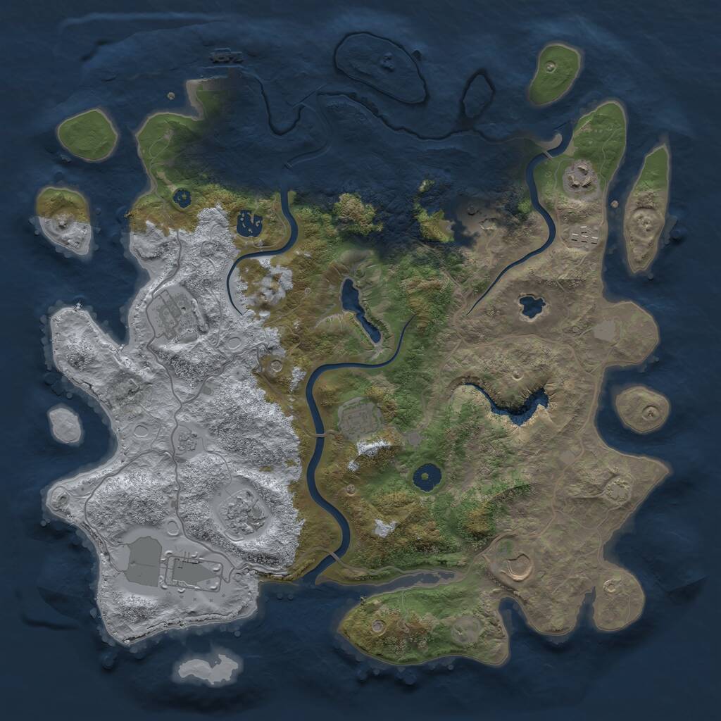 Rust Map: Procedural Map, Size: 4000, Seed: 291034771, 14 Monuments