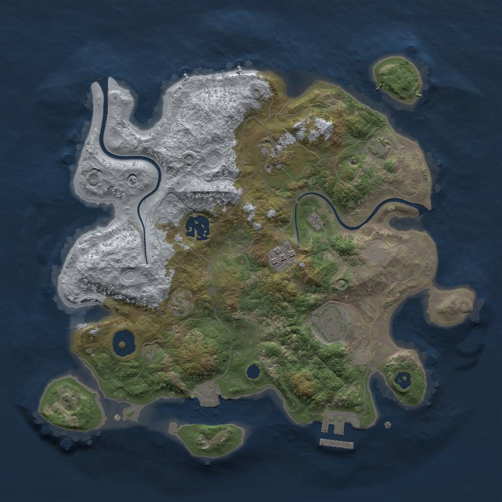 Rust Map: Procedural Map, Size: 3000, Seed: 792841442, 7 Monuments