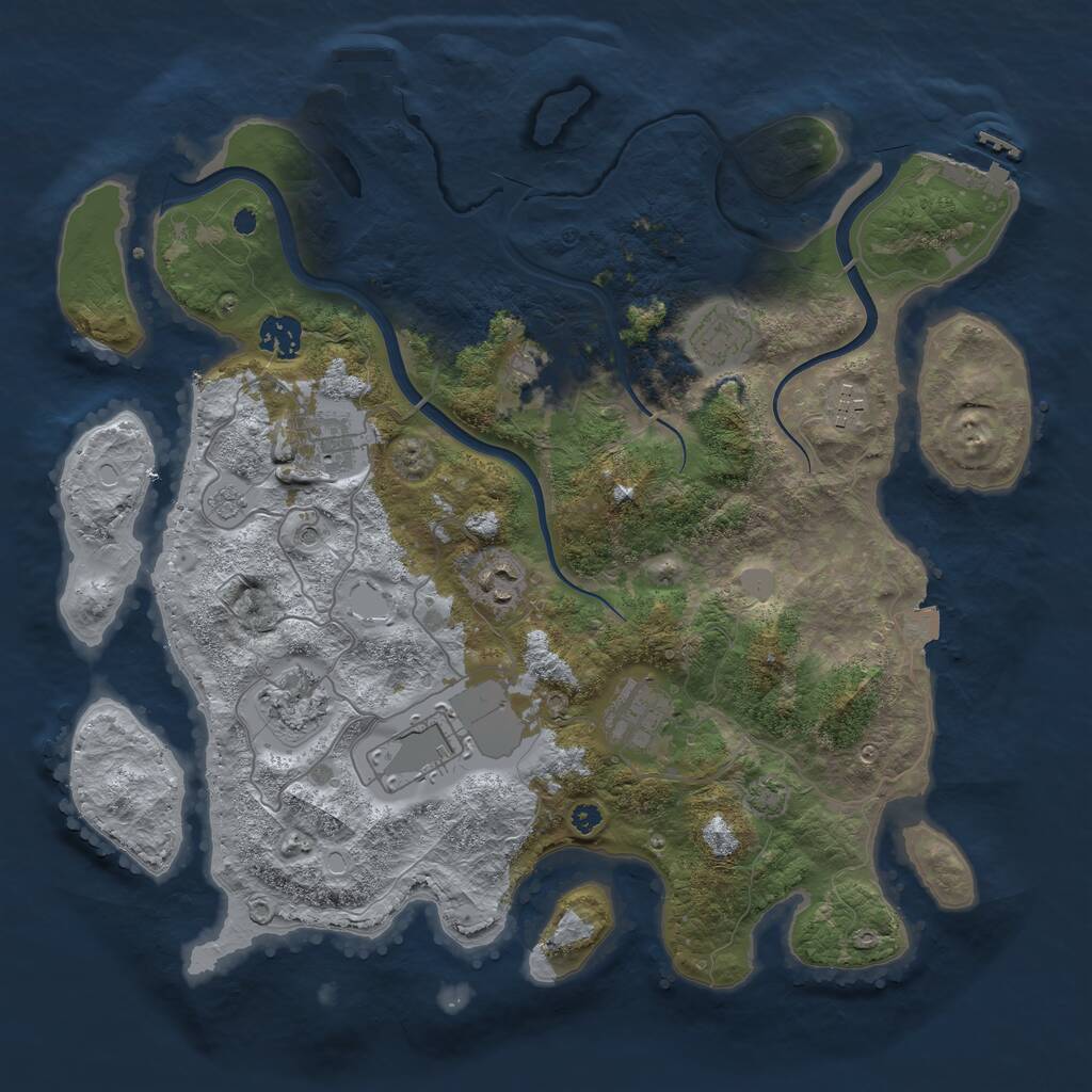 Rust Map: Procedural Map, Size: 3750, Seed: 1780524908, 15 Monuments