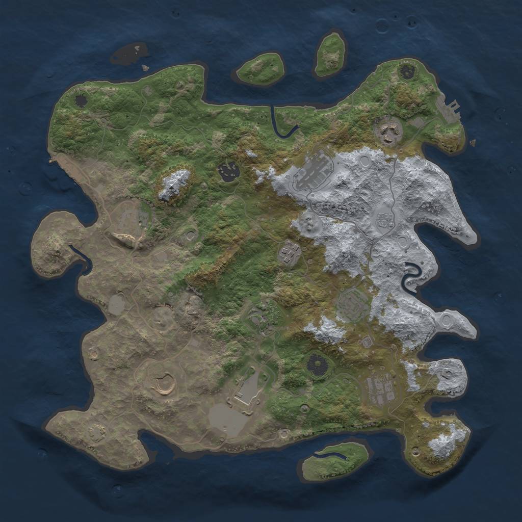 Rust Map: Procedural Map, Size: 3750, Seed: 432044750, 18 Monuments
