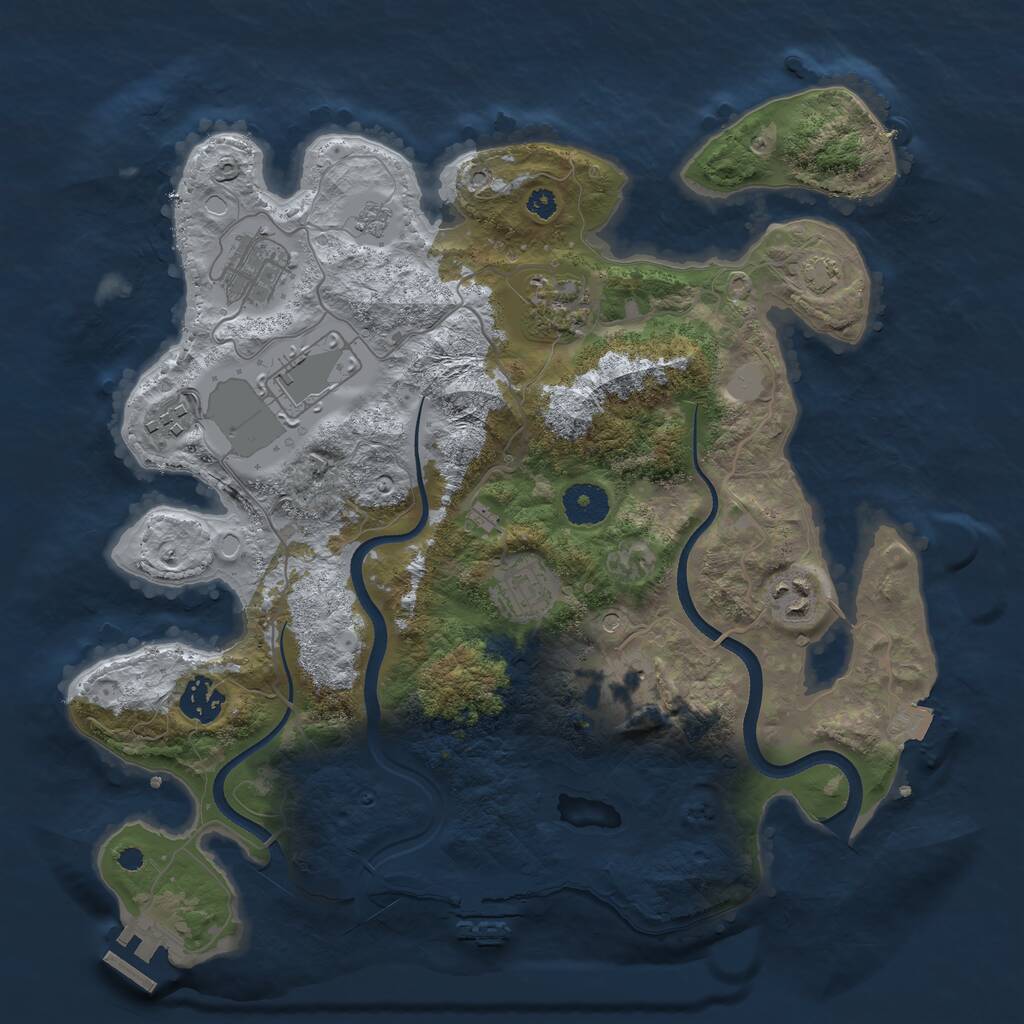 Rust Map: Procedural Map, Size: 3500, Seed: 472001202, 14 Monuments