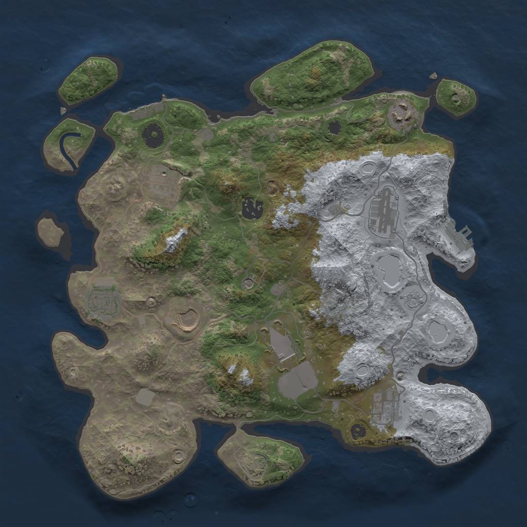 Rust Map: Procedural Map, Size: 3500, Seed: 1995738423, 16 Monuments