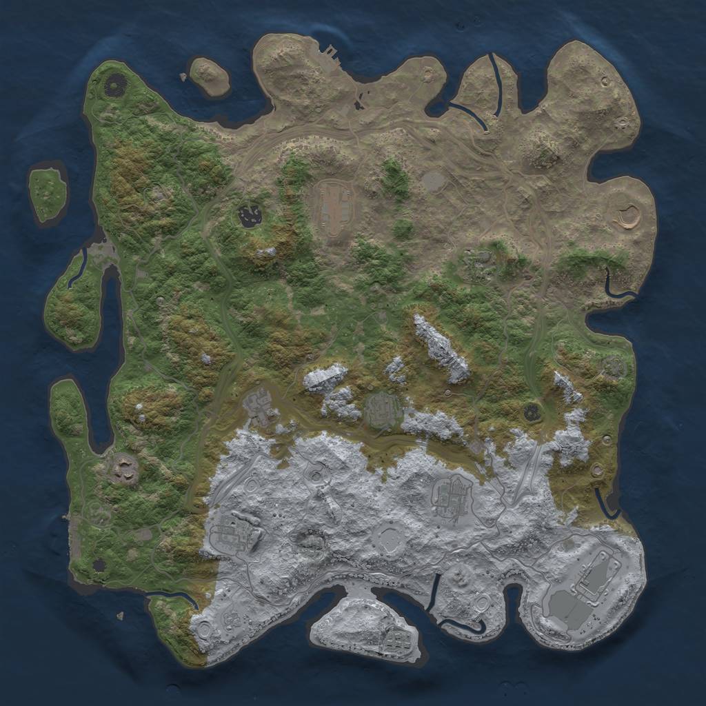 Rust Map: Procedural Map, Size: 4500, Seed: 981953119, 19 Monuments