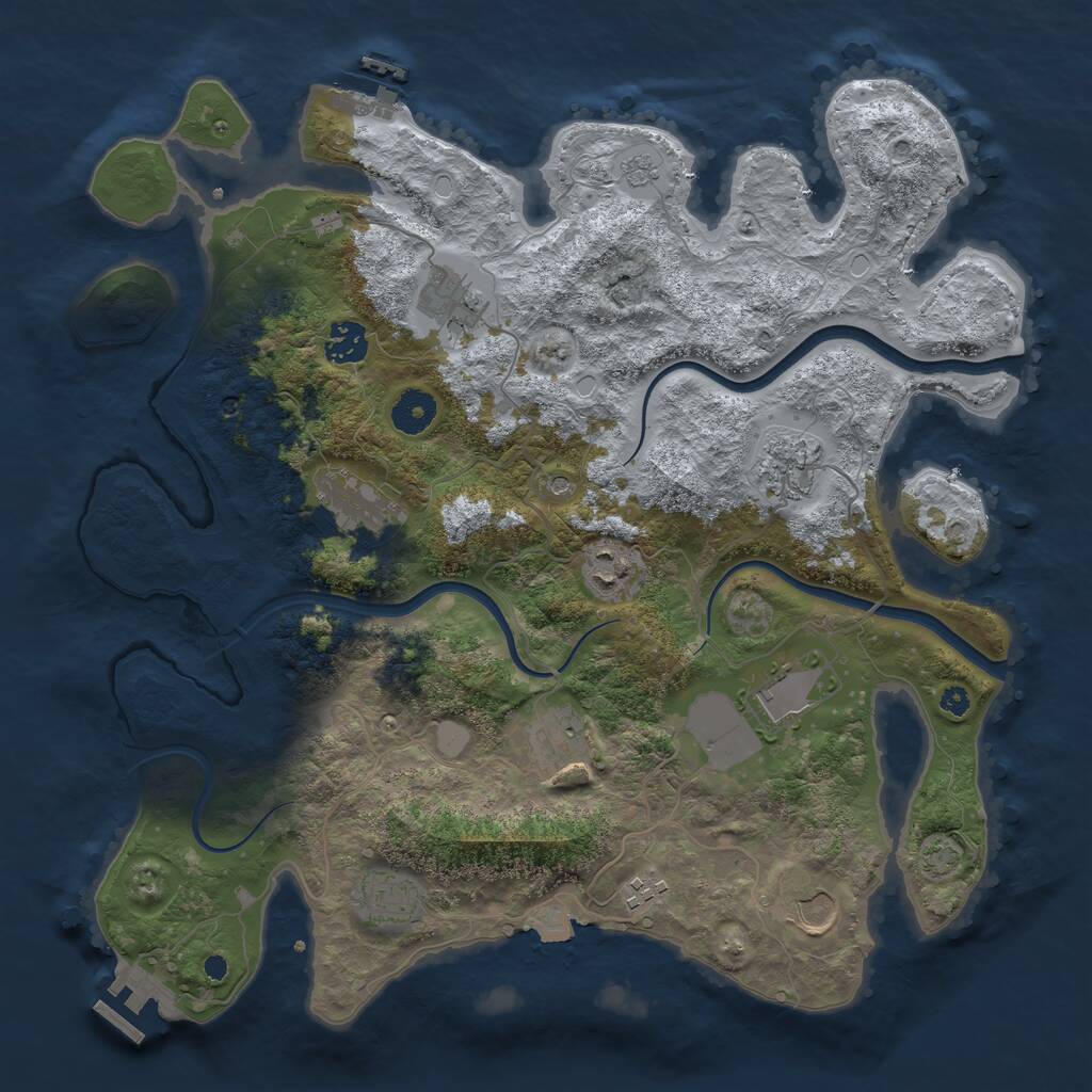 Rust Map: Procedural Map, Size: 3750, Seed: 78003142, 16 Monuments