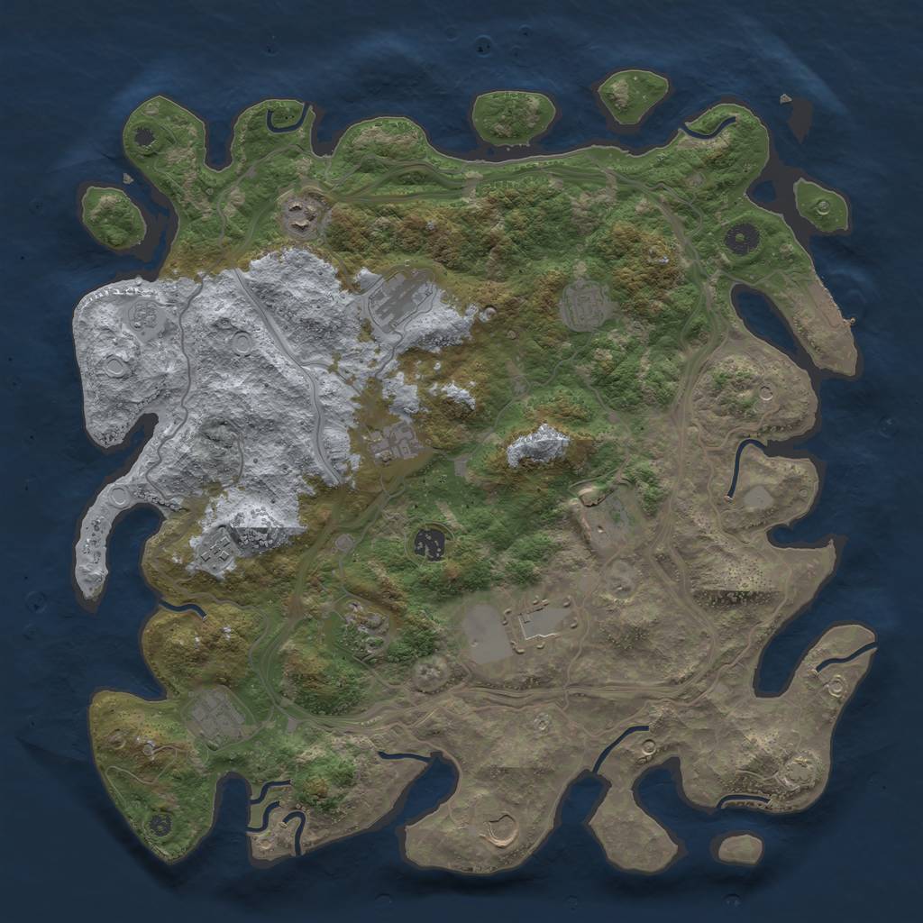 Rust Map: Procedural Map, Size: 4250, Seed: 1231852586, 18 Monuments