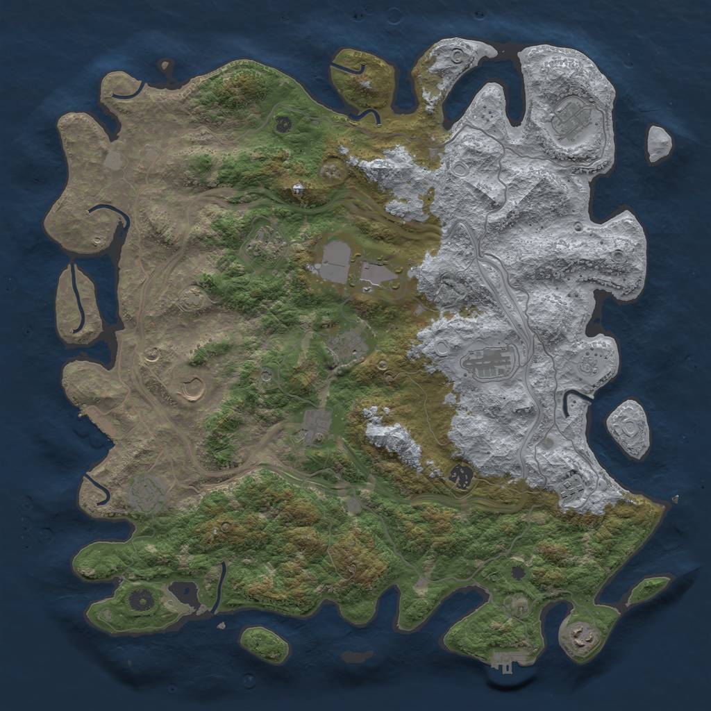 Rust Map: Procedural Map, Size: 4500, Seed: 43110719, 19 Monuments