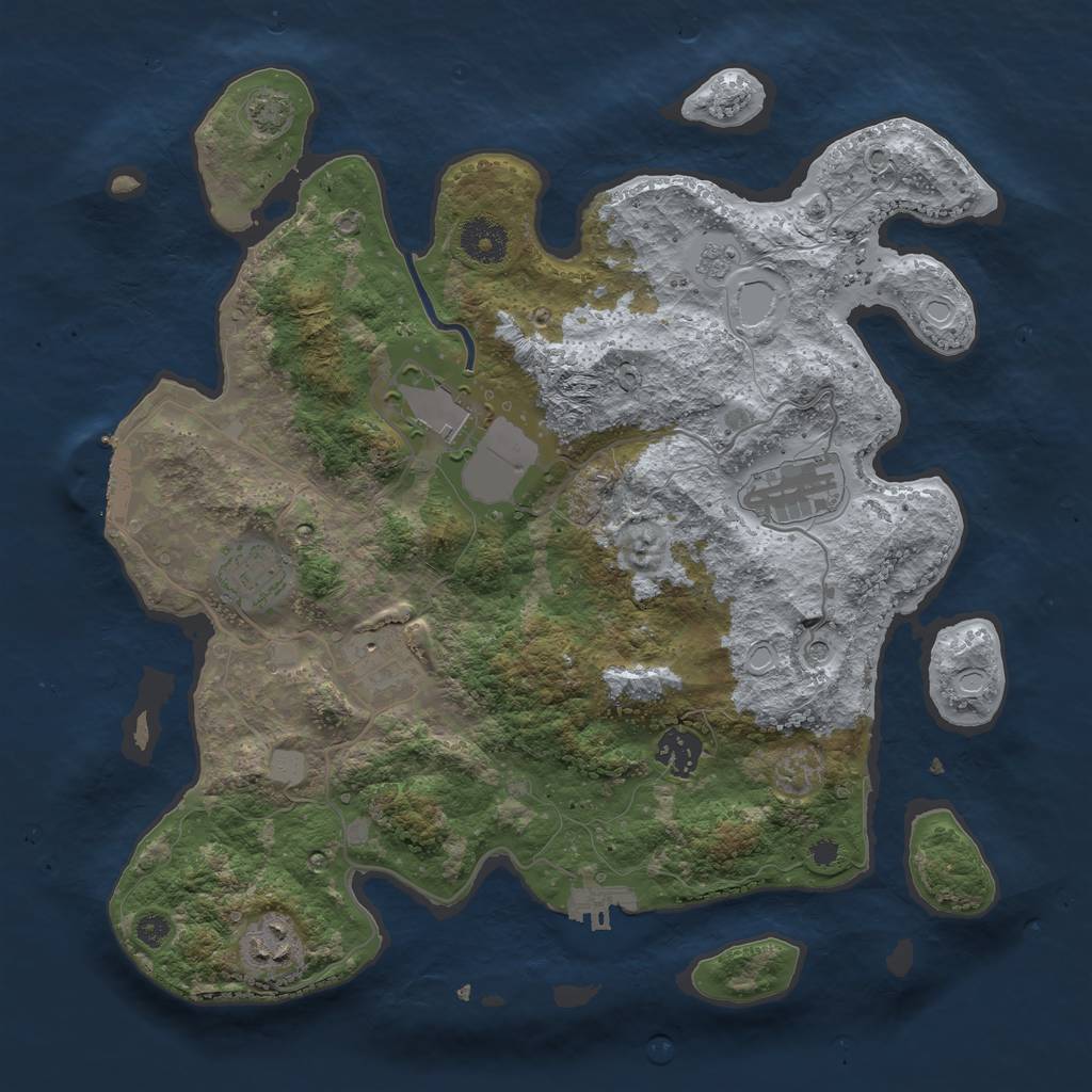 Rust Map: Procedural Map, Size: 3500, Seed: 2094968451, 14 Monuments