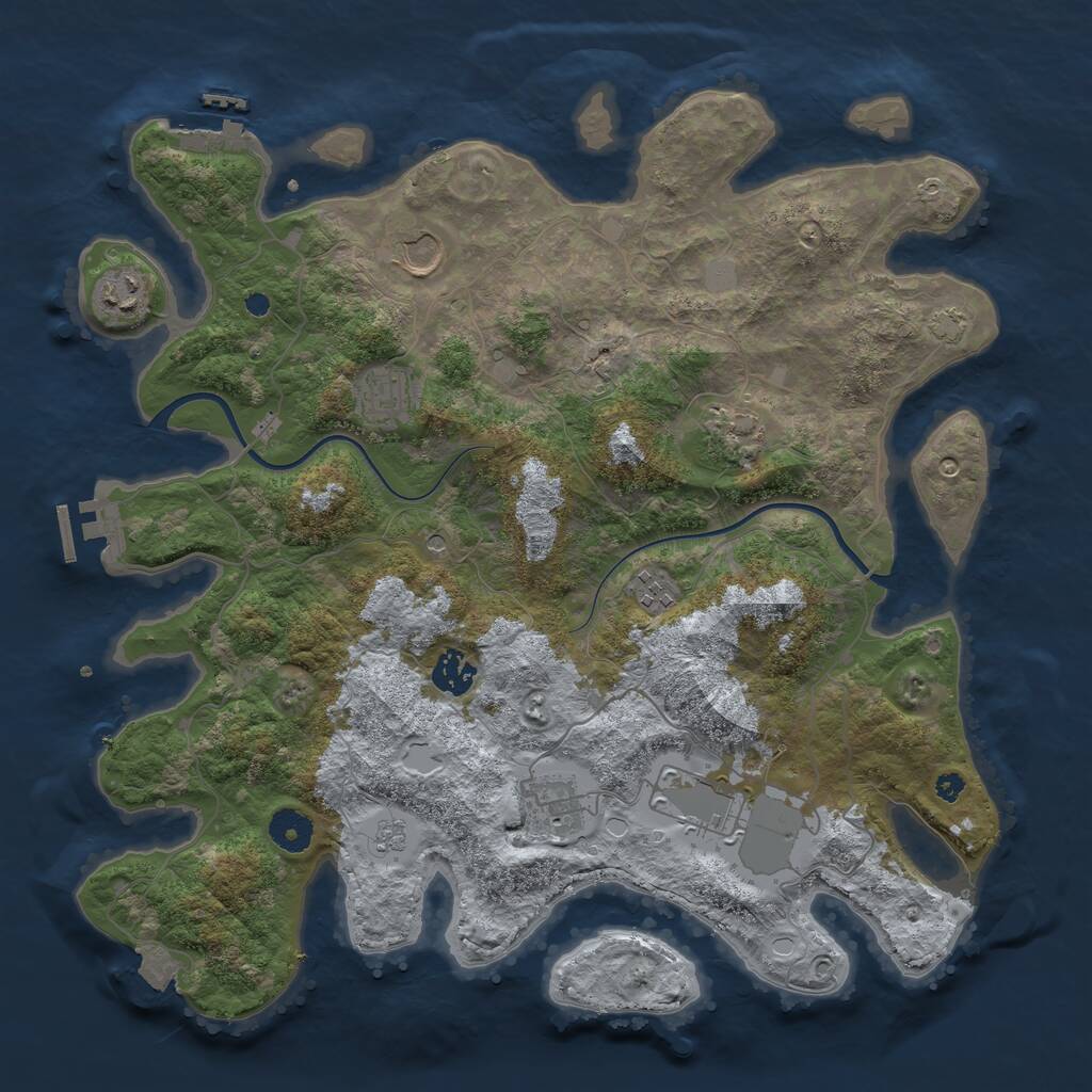 Rust Map: Procedural Map, Size: 3800, Seed: 58751418, 14 Monuments