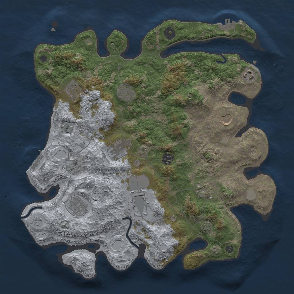 Rust Map: Procedural Map, Size: 3750, Seed: 89421085, 18 Monuments