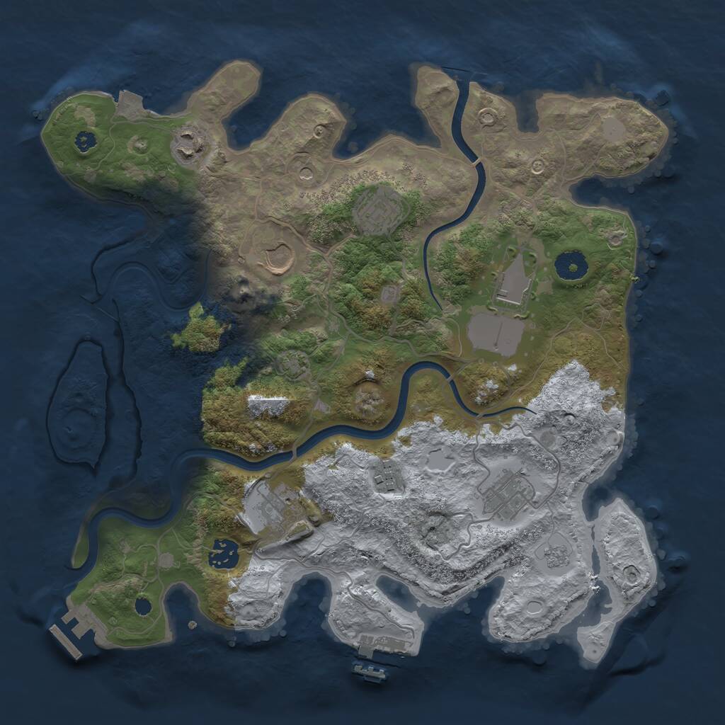Rust Map: Procedural Map, Size: 3500, Seed: 862894943, 14 Monuments