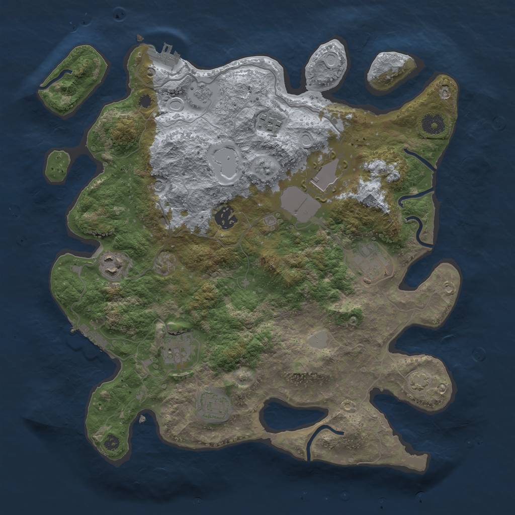 Rust Map: Procedural Map, Size: 3500, Seed: 438063796, 15 Monuments