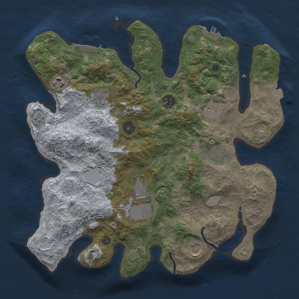 Rust Map: Procedural Map, Size: 3500, Seed: 627187482, 16 Monuments