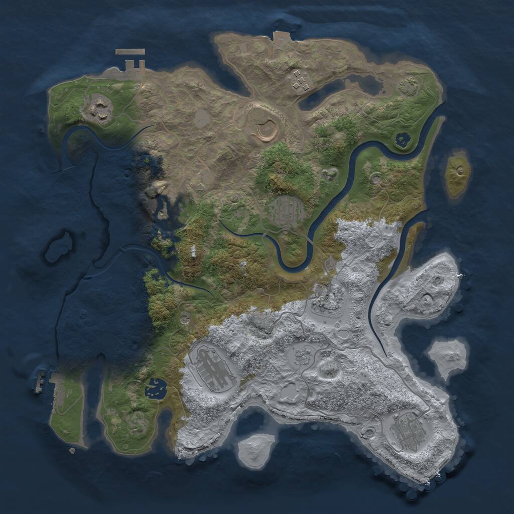 Rust Map: Procedural Map, Size: 3500, Seed: 308009873, 15 Monuments