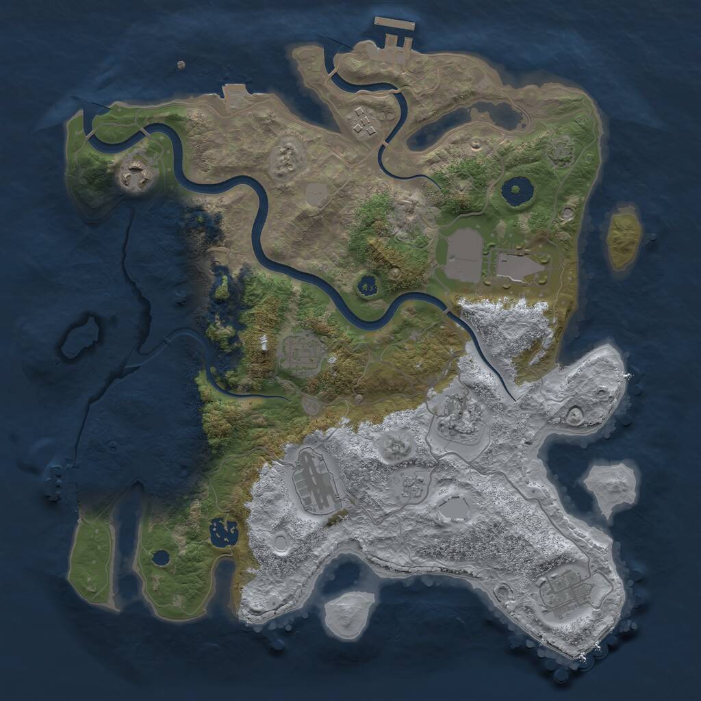 Rust Map: Procedural Map, Size: 3500, Seed: 308009873, 14 Monuments
