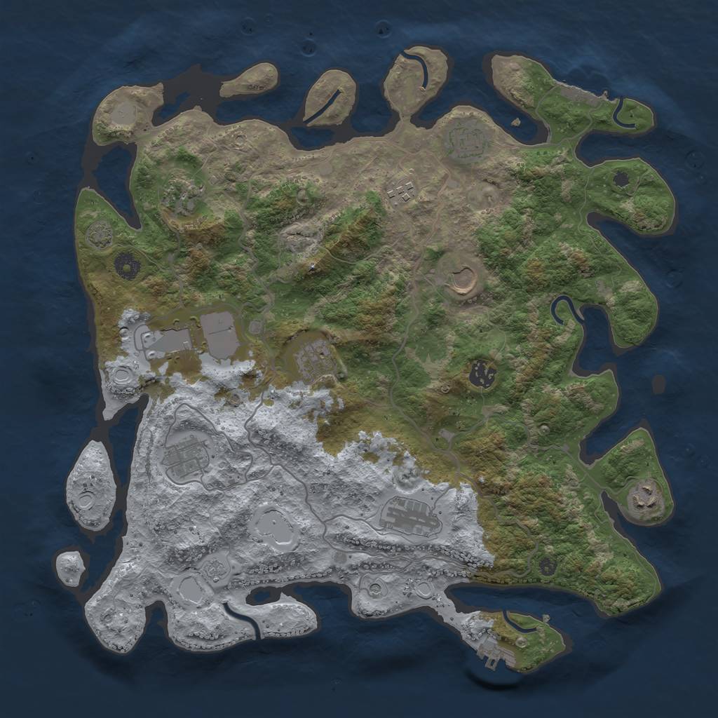 Rust Map: Procedural Map, Size: 4000, Seed: 685495332, 18 Monuments