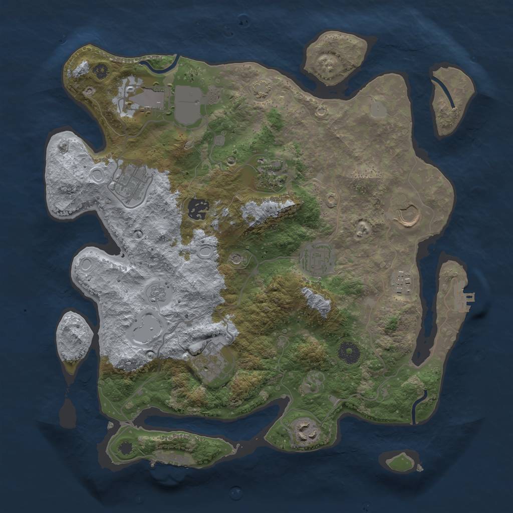 Rust Map: Procedural Map, Size: 3500, Seed: 42171, 17 Monuments
