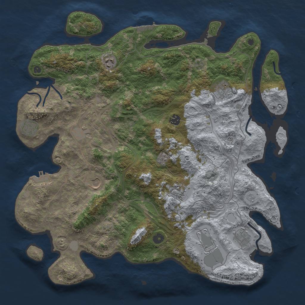 Rust Map: Procedural Map, Size: 4250, Seed: 1974913, 18 Monuments