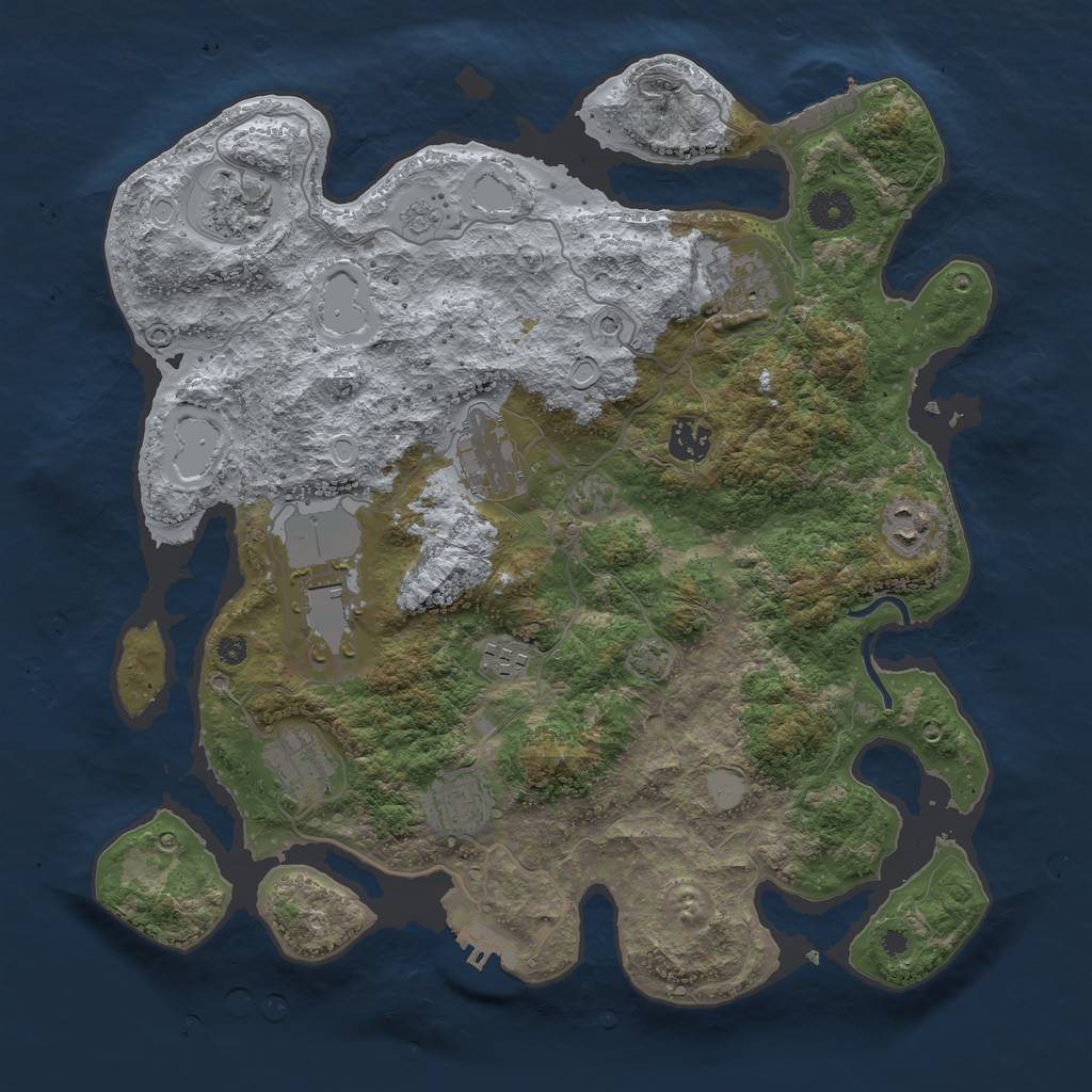 Rust Map: Procedural Map, Size: 3750, Seed: 146263232, 17 Monuments