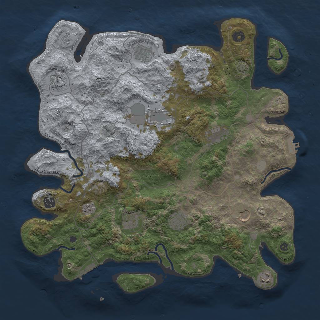 Rust Map: Procedural Map, Size: 4000, Seed: 1490242038, 18 Monuments