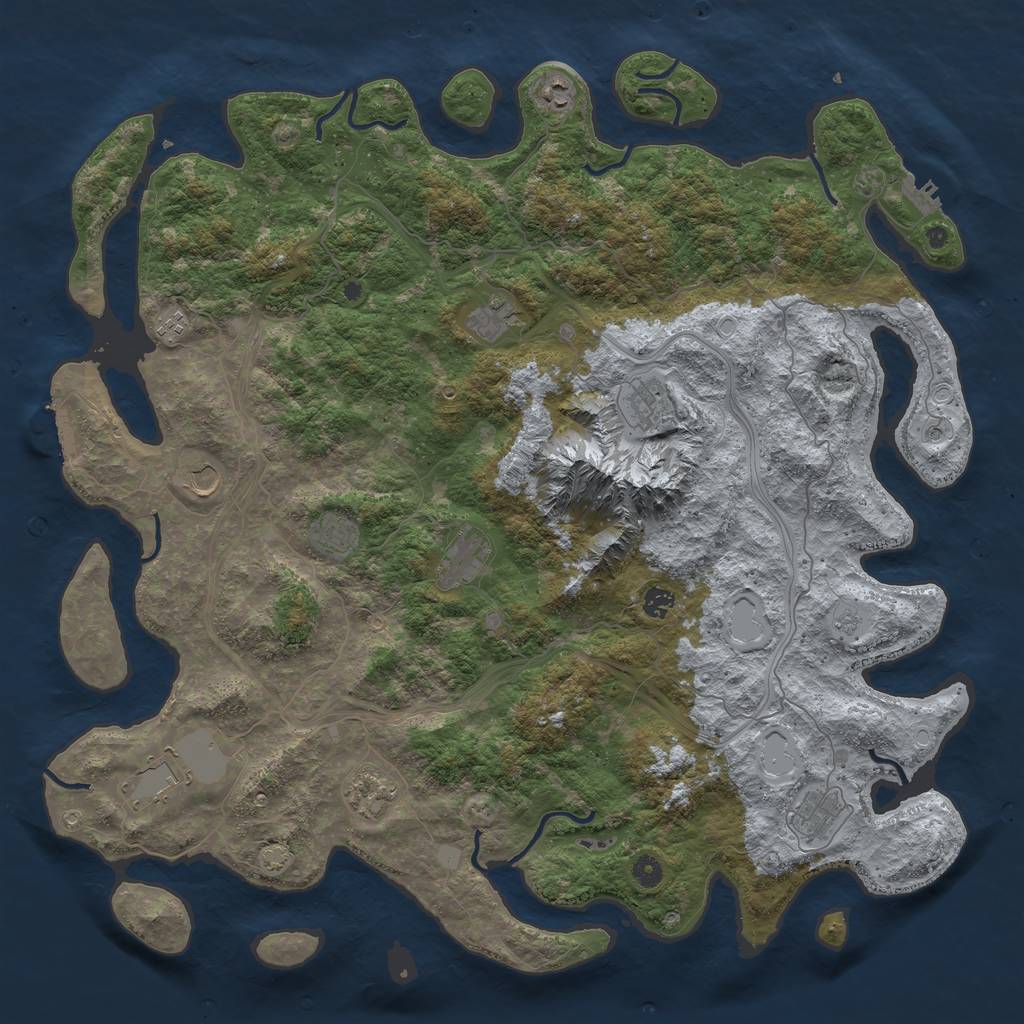 Rust Map: Procedural Map, Size: 5000, Seed: 123654789, 19 Monuments