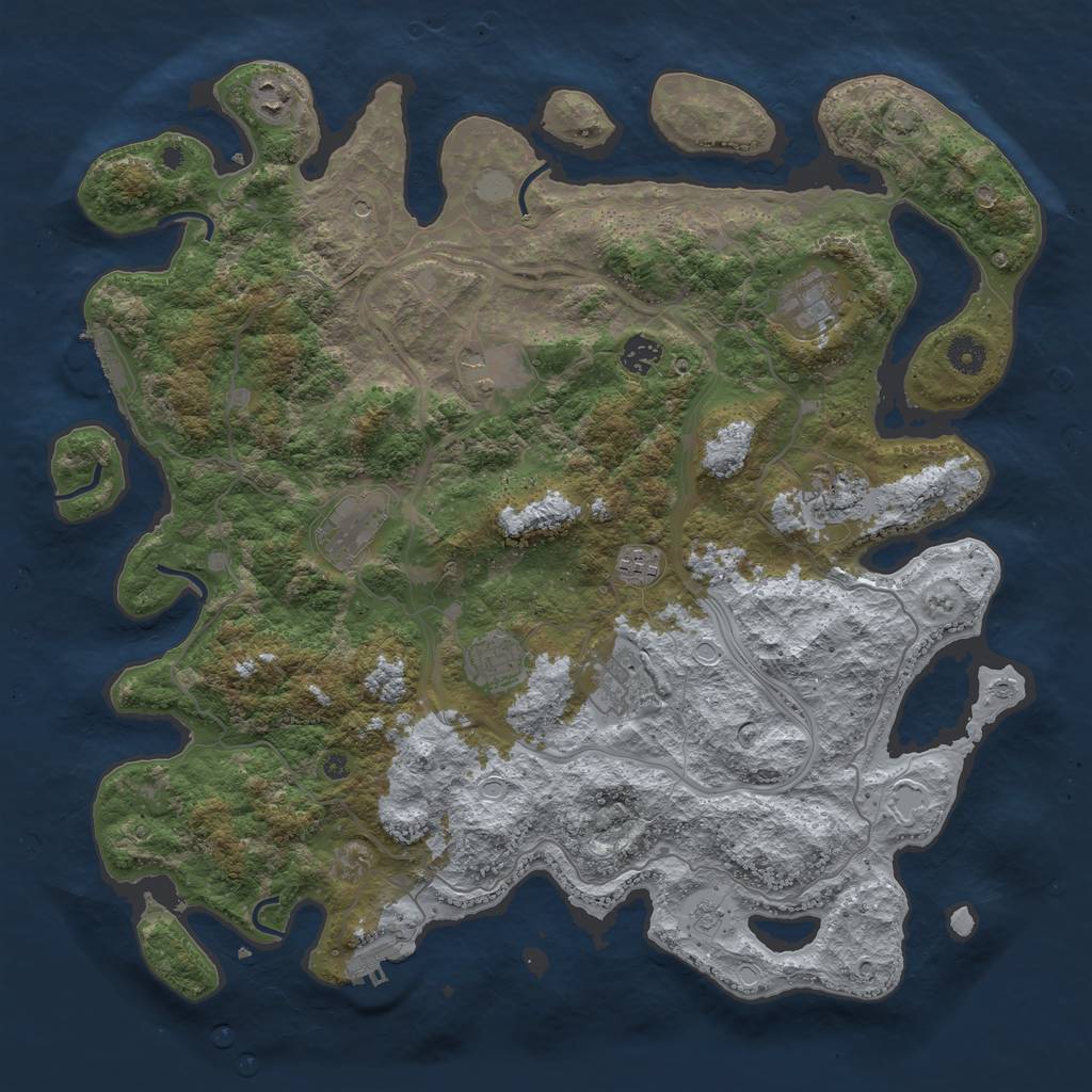 Rust Map: Procedural Map, Size: 4250, Seed: 1891636862, 17 Monuments