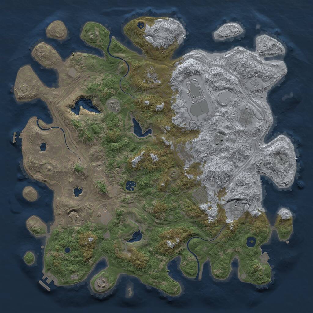 Rust Map: Procedural Map, Size: 4500, Seed: 1999215837, 16 Monuments