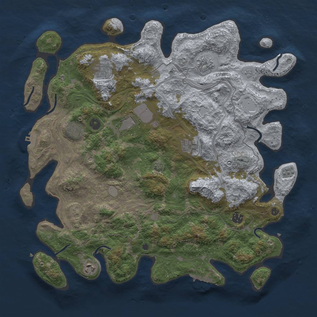 Rust Map: Procedural Map, Size: 4250, Seed: 25454, 16 Monuments