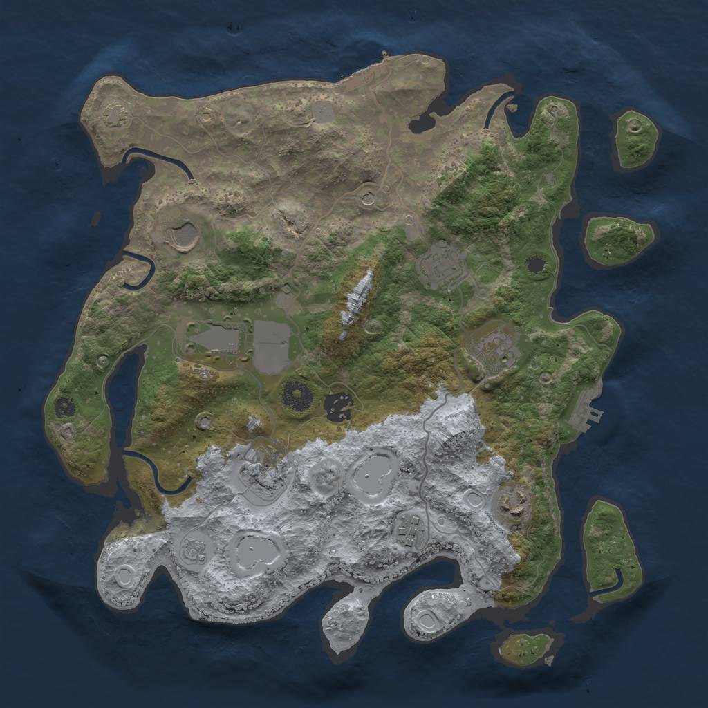 Rust Map: Procedural Map, Size: 3500, Seed: 96897634, 16 Monuments