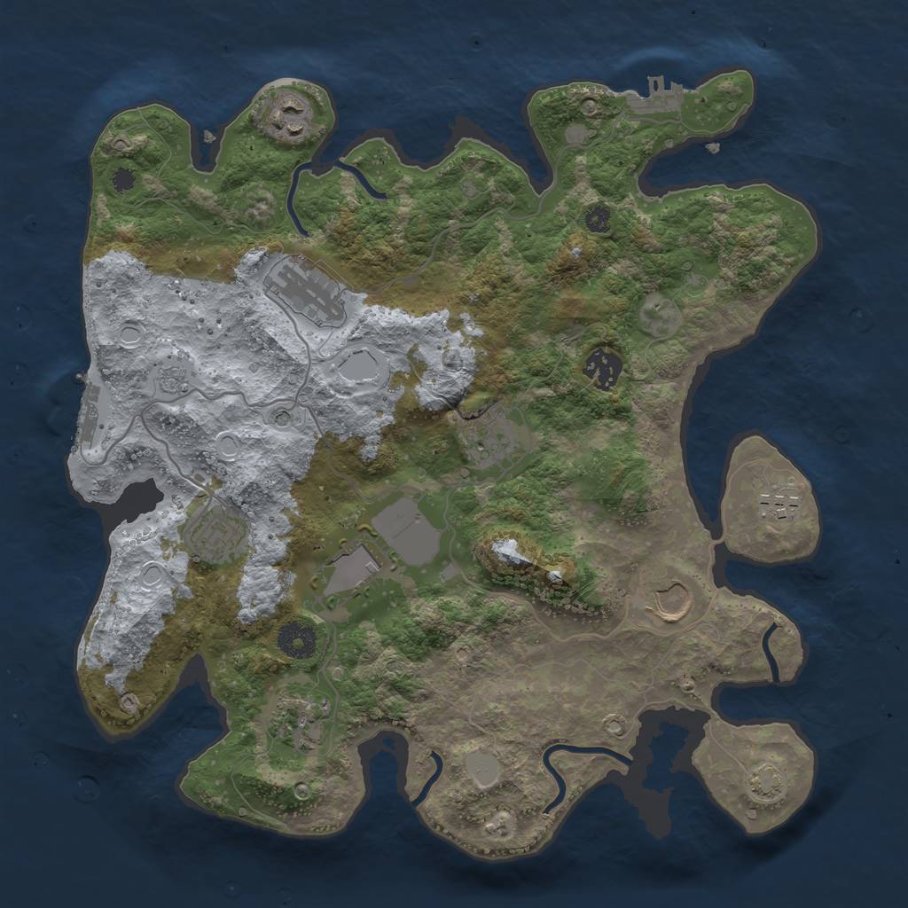 Rust Map: Procedural Map, Size: 3500, Seed: 1696796769, 17 Monuments