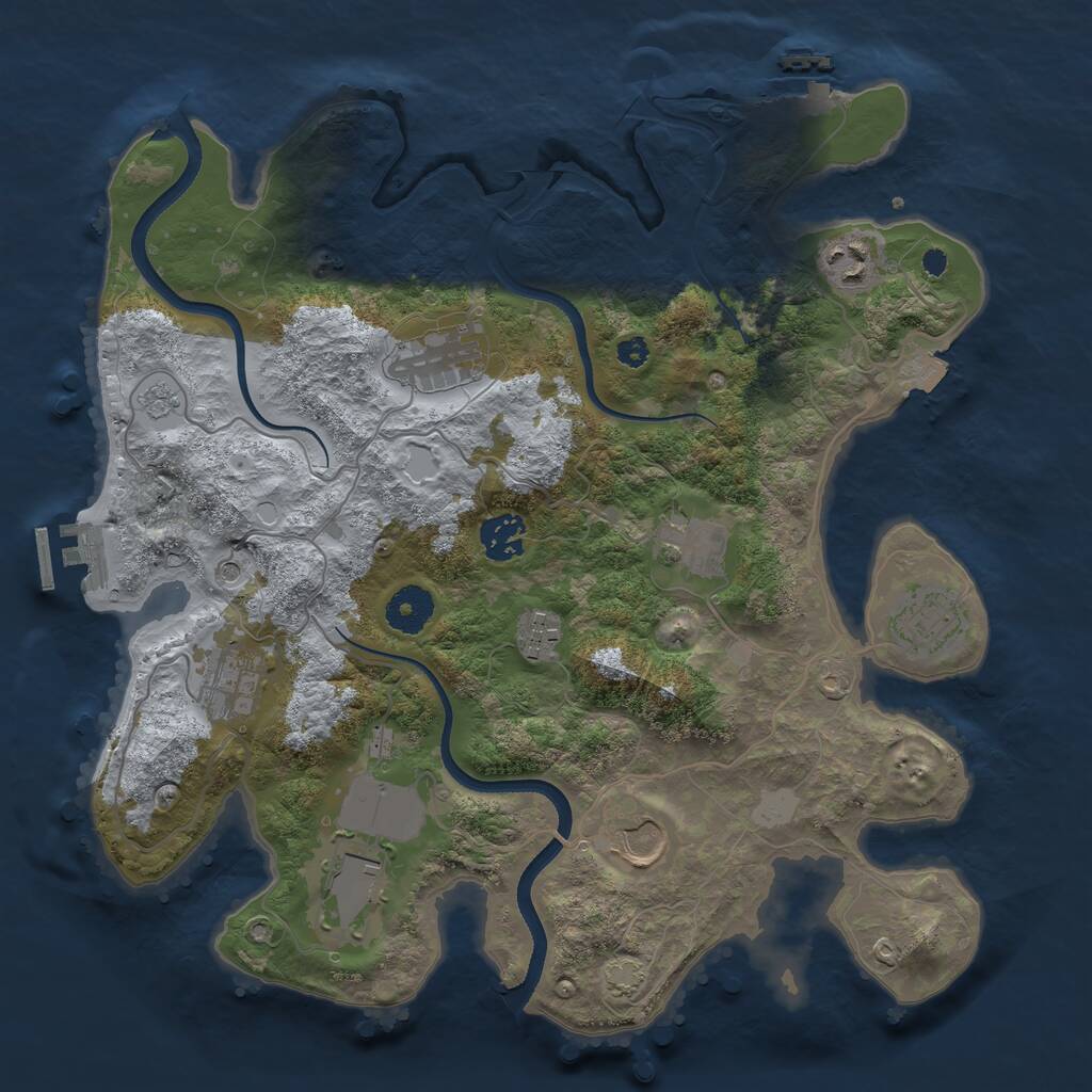 Rust Map: Procedural Map, Size: 3500, Seed: 1696796769, 15 Monuments