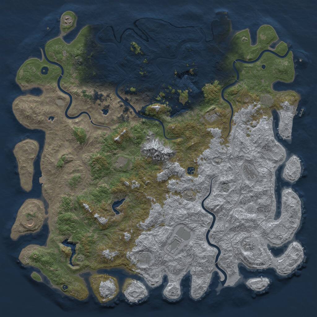 Rust Map: Procedural Map, Size: 6000, Seed: 674777674, 17 Monuments