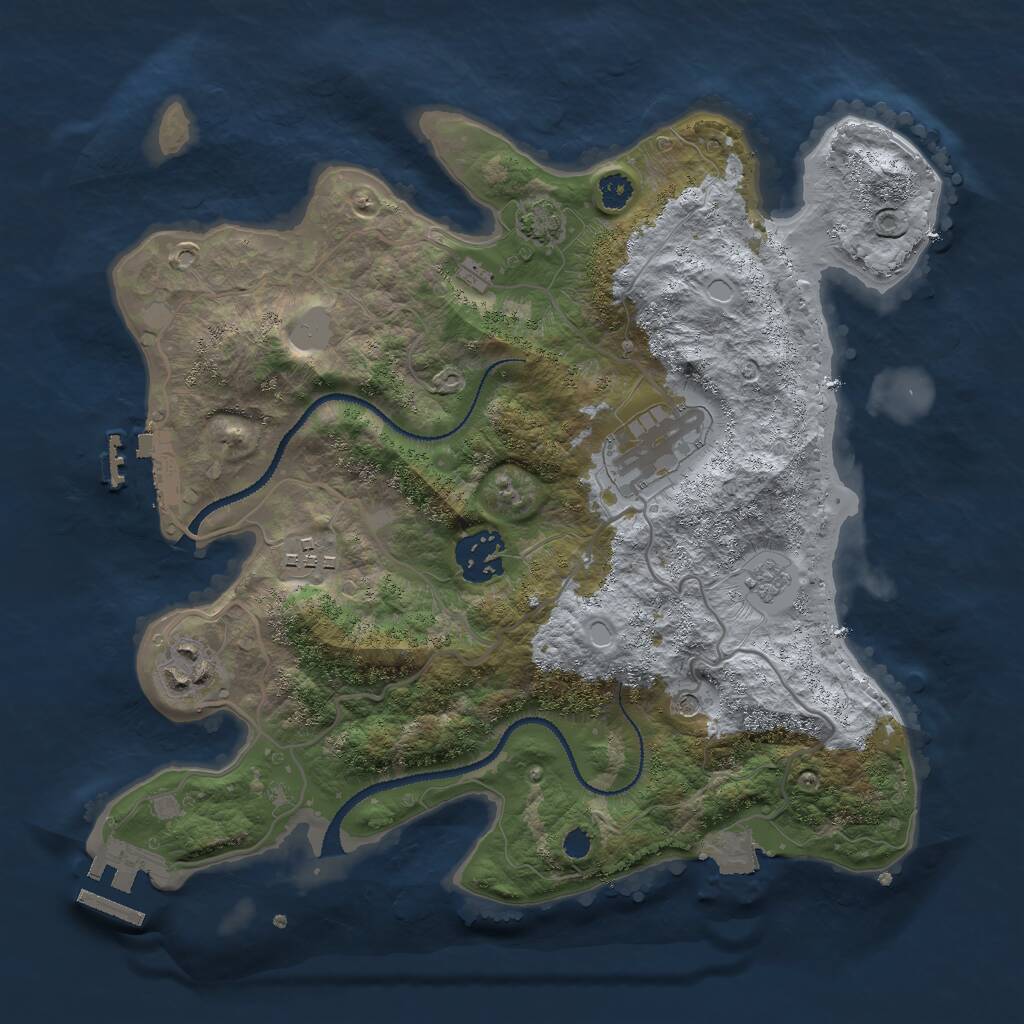 Rust Map: Procedural Map, Size: 3000, Seed: 68697361, 10 Monuments