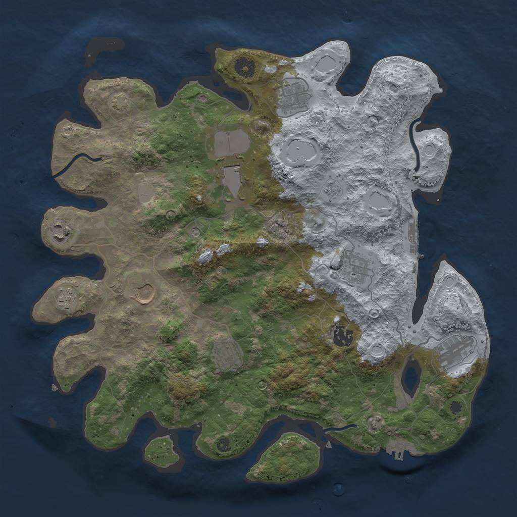 Rust Map: Procedural Map, Size: 3750, Seed: 1470756565, 17 Monuments