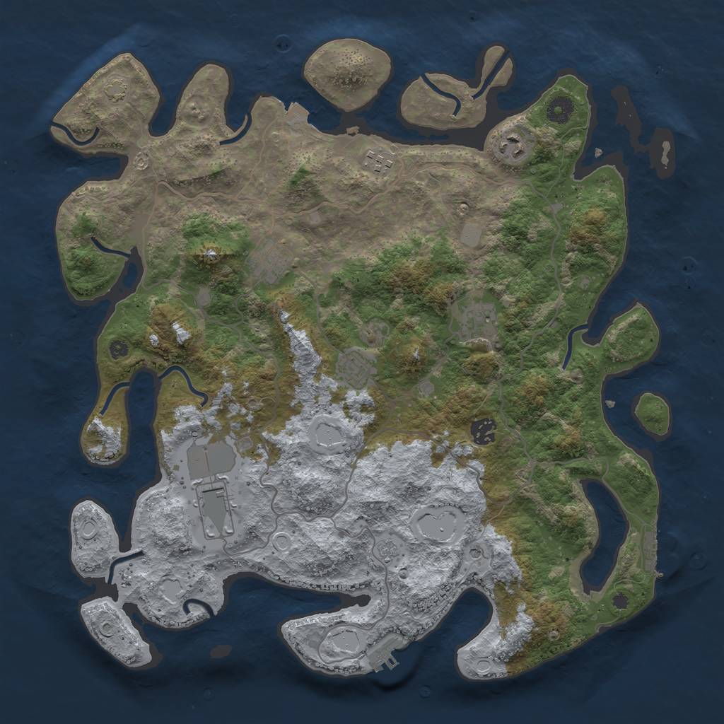 Rust Map: Procedural Map, Size: 4000, Seed: 2040436164, 15 Monuments