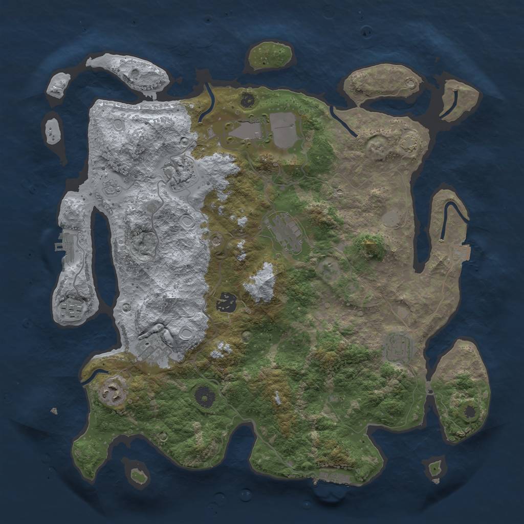 Rust Map: Procedural Map, Size: 3800, Seed: 642532631, 16 Monuments