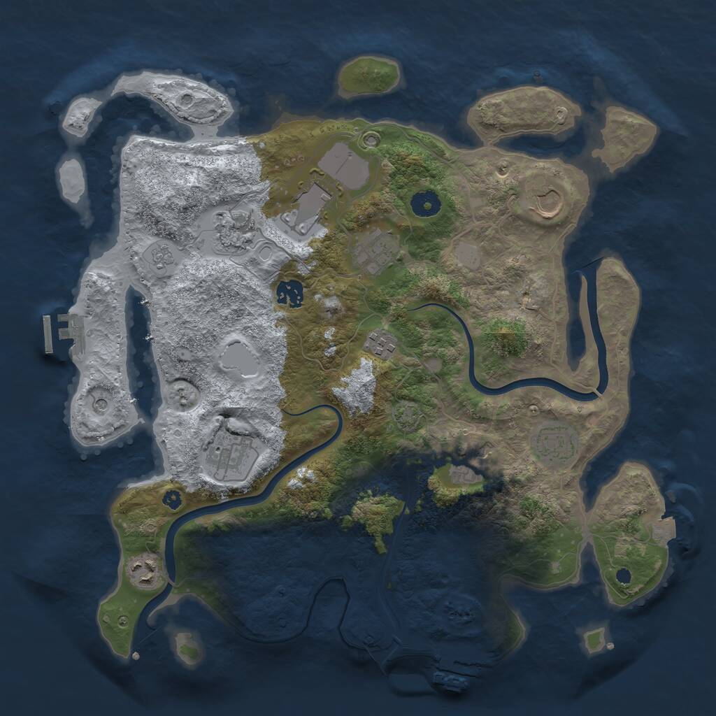 Rust Map: Procedural Map, Size: 3800, Seed: 642532631, 16 Monuments