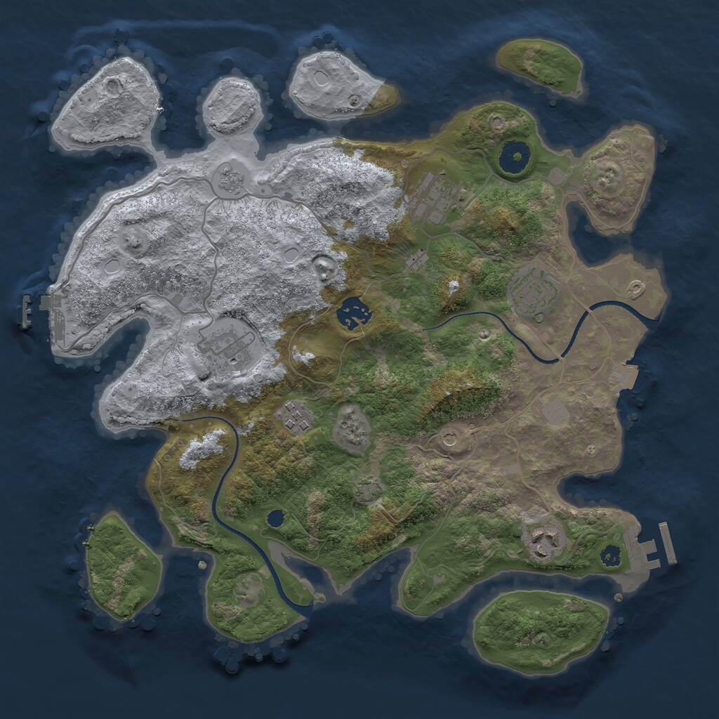 Rust Map: Procedural Map, Size: 3400, Seed: 72524, 12 Monuments