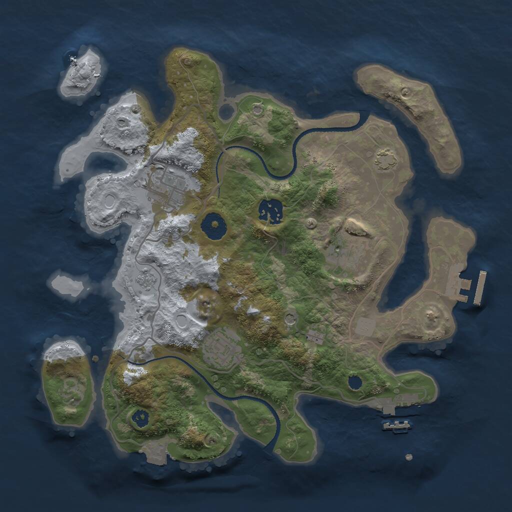 Rust Map: Procedural Map, Size: 3000, Seed: 1192673498, 10 Monuments