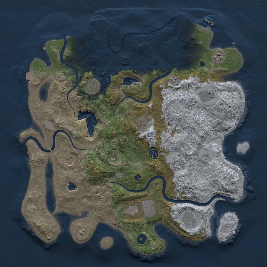 Rust Map: Procedural Map, Size: 4100, Seed: 1947, 16 Monuments