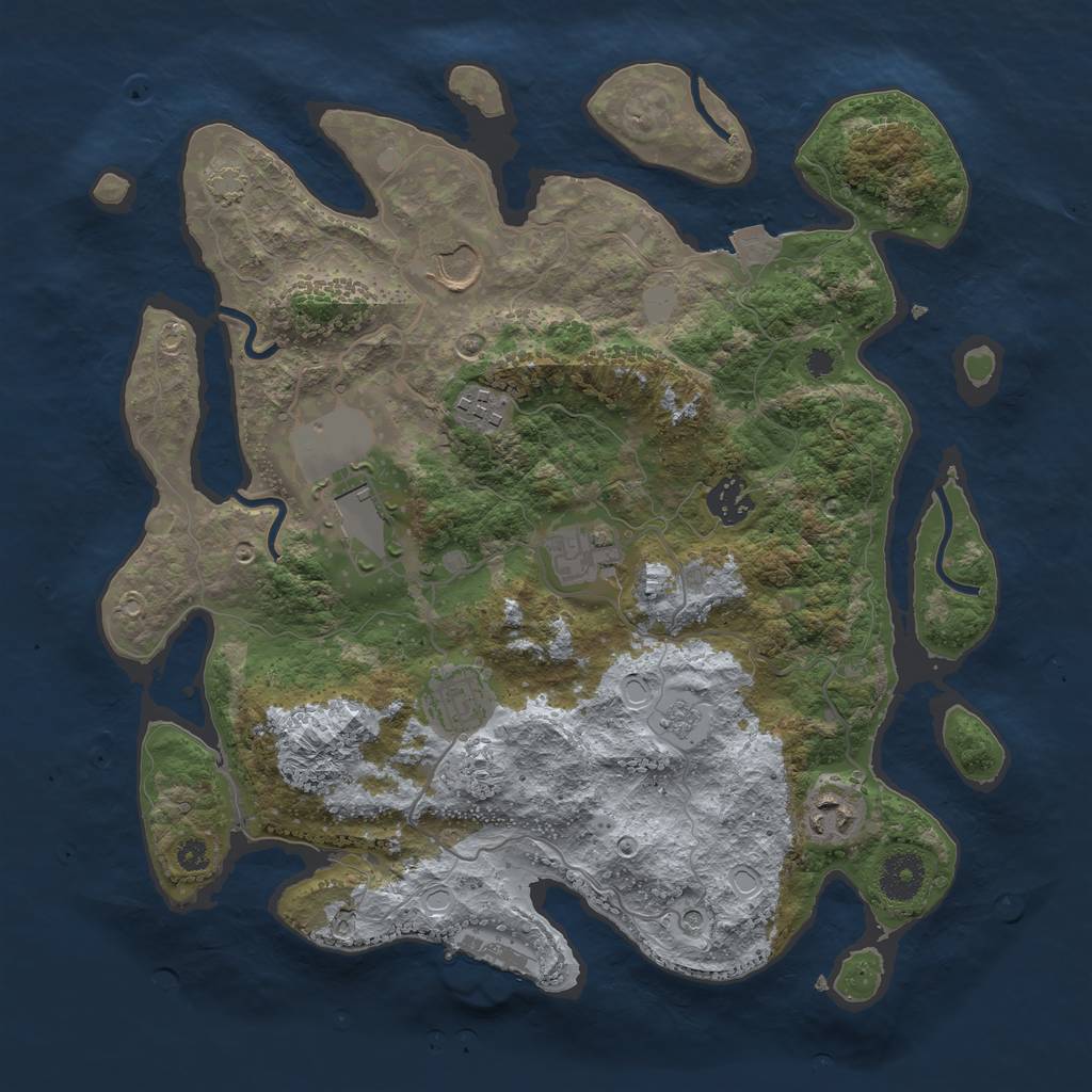 Rust Map: Procedural Map, Size: 3500, Seed: 1307318661, 14 Monuments