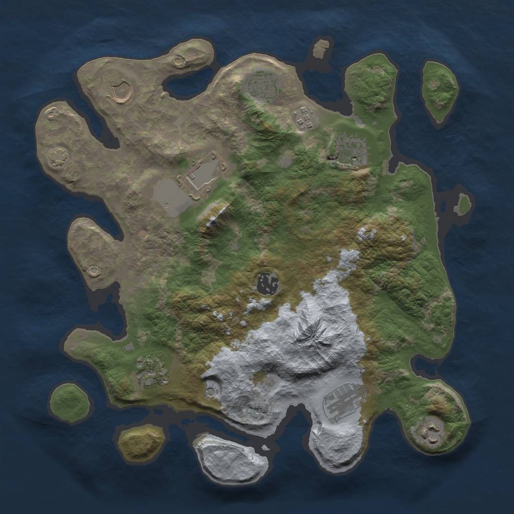Rust Map: Barren, Size: 3500, Seed: 1516587728, 13 Monuments