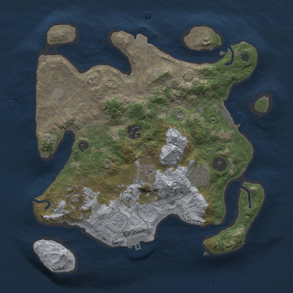 Rust Map: Procedural Map, Size: 3000, Seed: 667746324, 12 Monuments