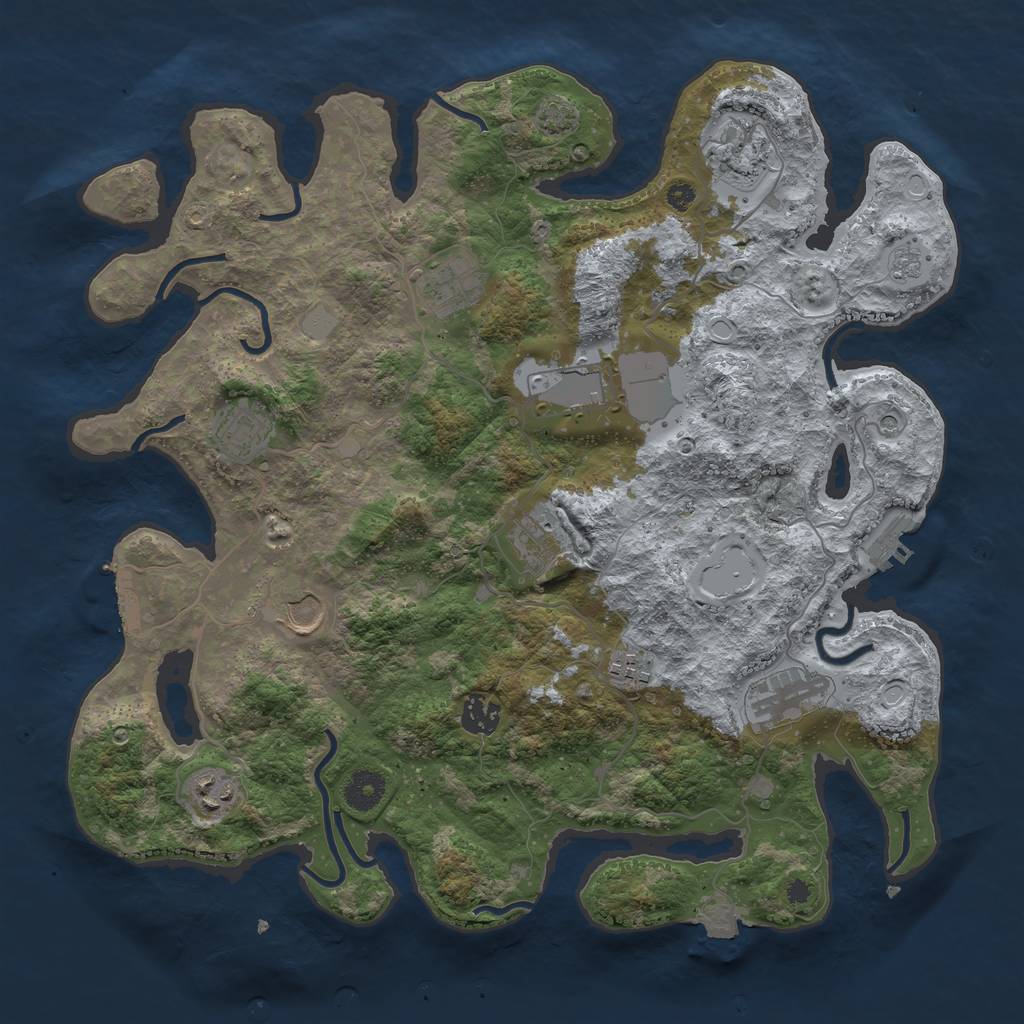 Rust Map: Procedural Map, Size: 3800, Seed: 185237603, 18 Monuments