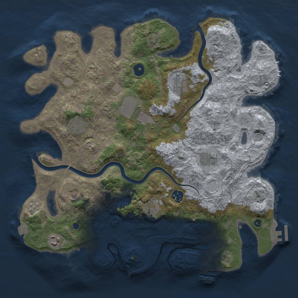 Rust Map: Procedural Map, Size: 3800, Seed: 185237603, 16 Monuments