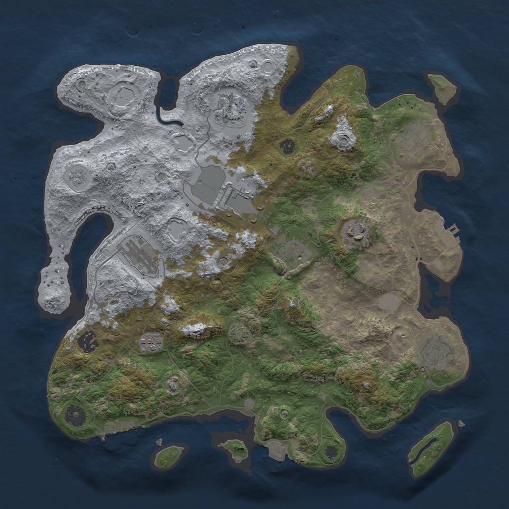Rust Map: Procedural Map, Size: 3600, Seed: 53275987, 17 Monuments