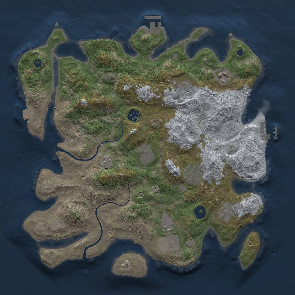Rust Map: Procedural Map, Size: 3600, Seed: 84424868, 14 Monuments