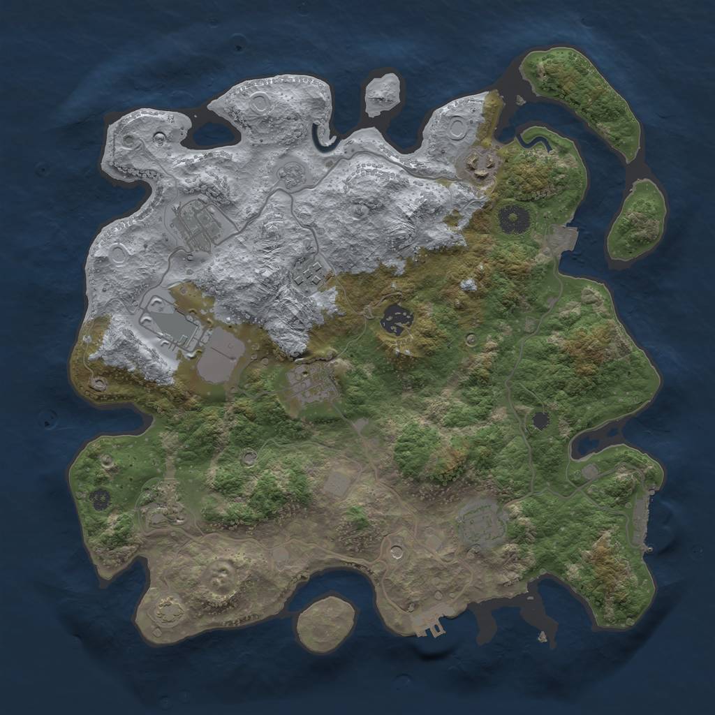 Rust Map: Procedural Map, Size: 3500, Seed: 1900465429, 16 Monuments