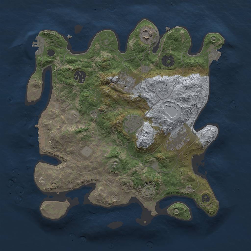 Rust Map: Procedural Map, Size: 3000, Seed: 72234644, 13 Monuments