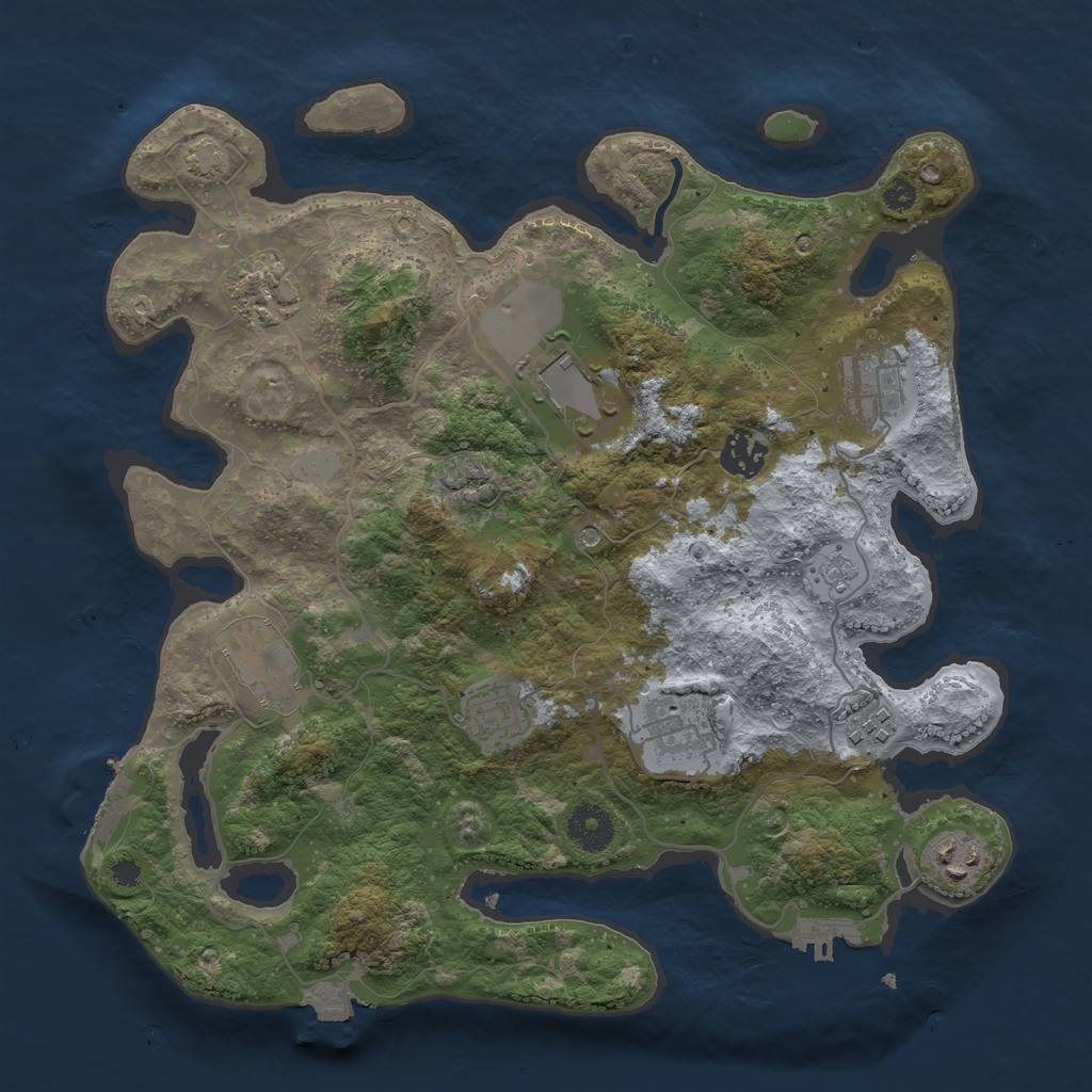 Rust Map: Procedural Map, Size: 3500, Seed: 4027, 17 Monuments
