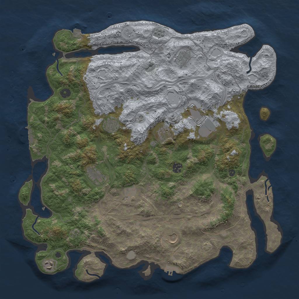 Rust Map: Procedural Map, Size: 4500, Seed: 1241807254, 18 Monuments